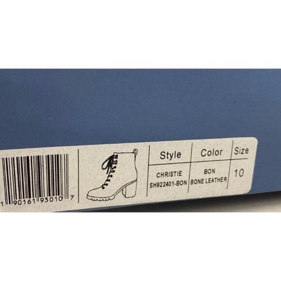 PAIGE Christie Chunky Leather Booties Boots in Bone size 10 NWB New Excellent - Picture 6 of 6